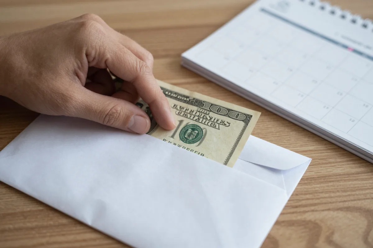 Setting money aside in an envelope for taxes