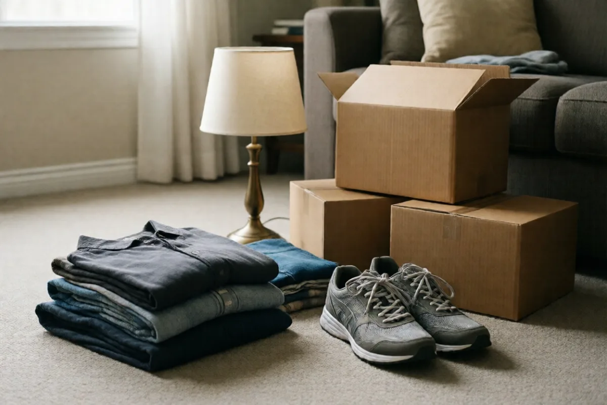 Clothes, shoes and household items set out to sell