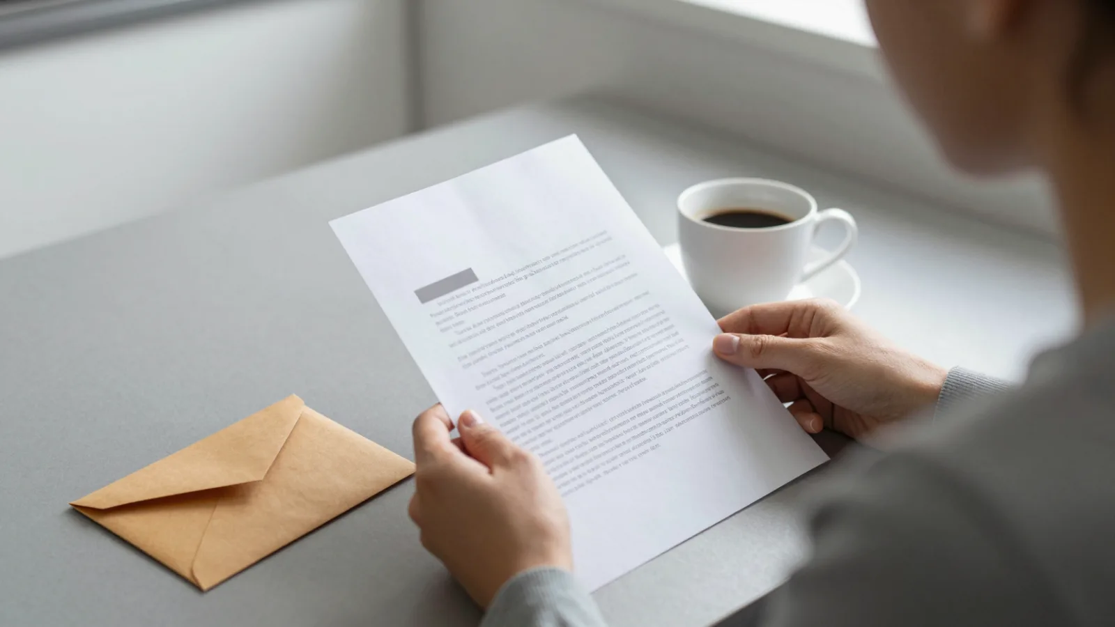 Reading a letter from a debt collector at home