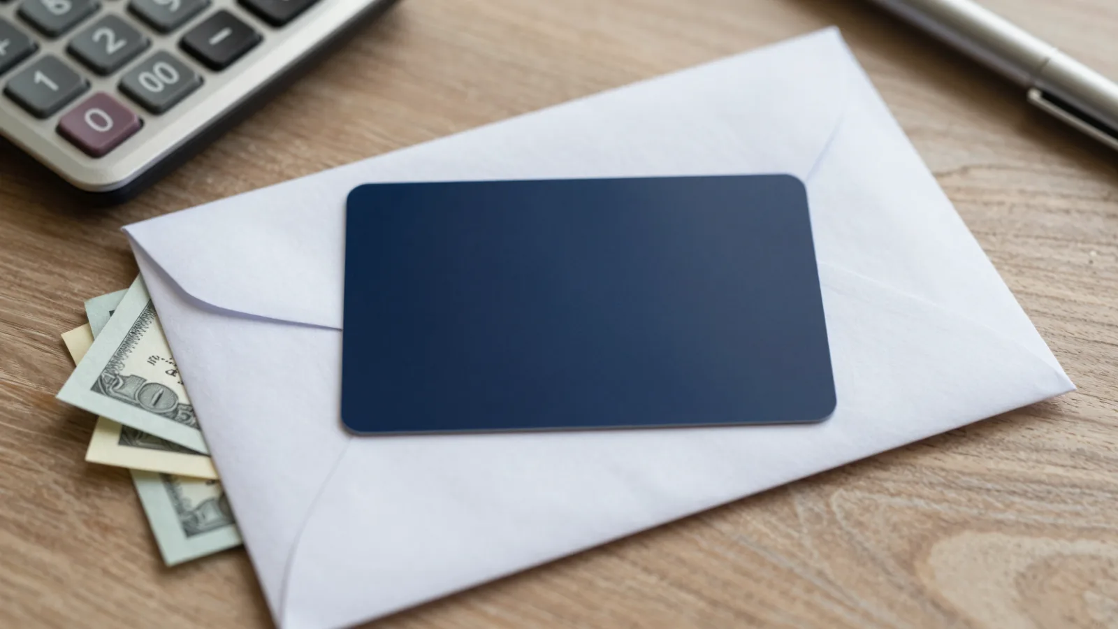 A credit card and an envelope of cash representing two ways to borrow