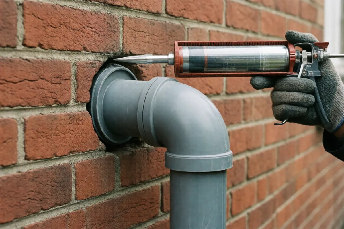 Sealing a gap around a pipe to keep pests out