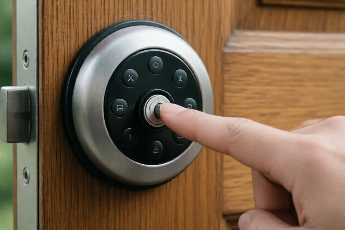 Unlocking a front door with a smart lock keypad