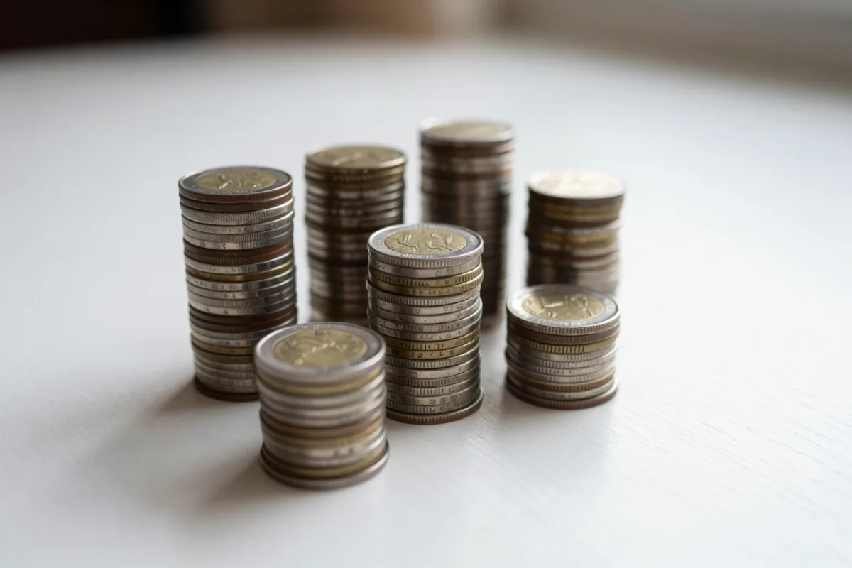 Stacks of coins rising like steps, representing a CD ladder