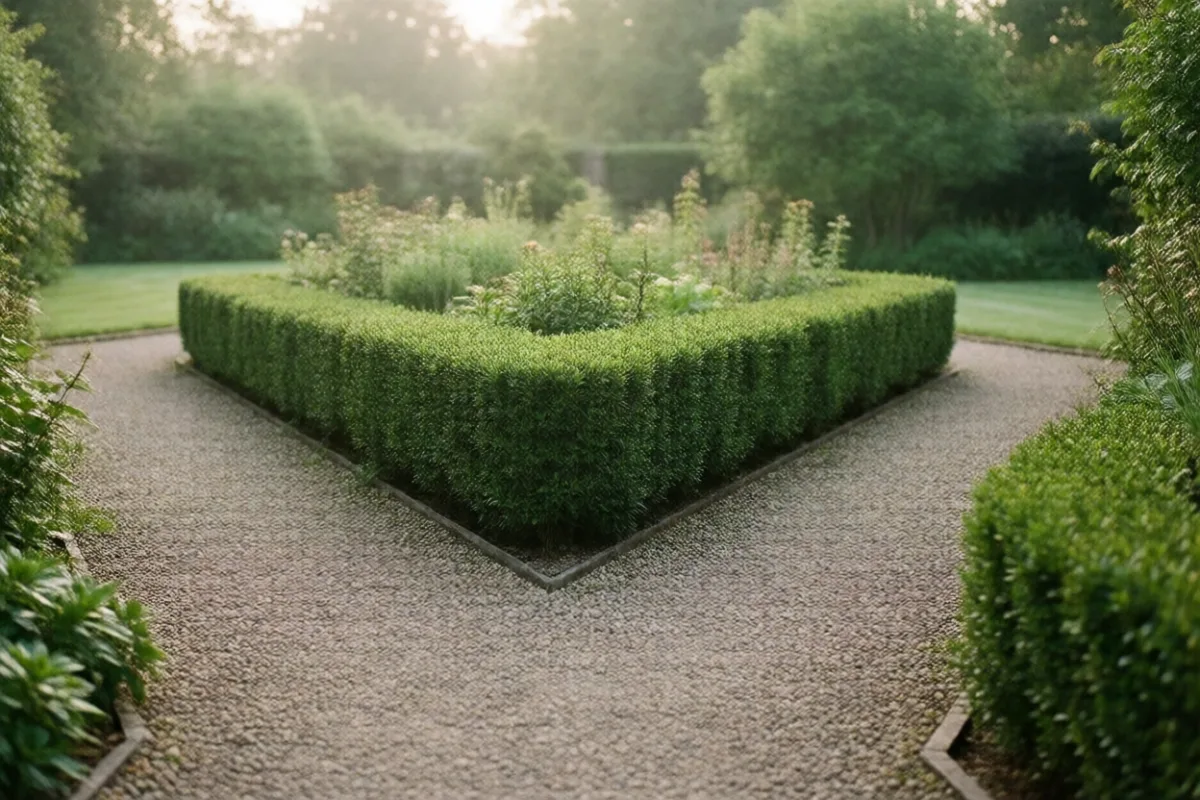 A garden path splitting in two directions